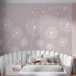 Fototapety Pampelišky na růžovém pozadí, Fototapety květiny, w00754v2 : uwalls.cz