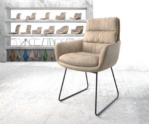 DELIFE Jídelní židle Abelia-Flex s područkou béžová vintage černá tenká podnož