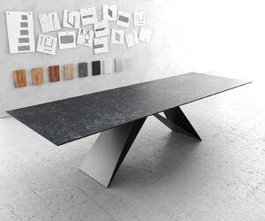 DELIFE Jídelní stůl Edge 300x100cm Laminam® keramika šedá podnož ve tvaru 