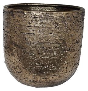 Zlatý antik keramický obal na květináč Nice Gold - Ø 22*20 cm