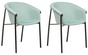 Sada 2 čalouněných jídelních židlí mátové zelené AMES