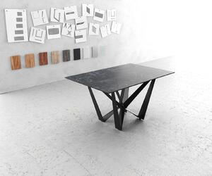 DELIFE Jídelní stůl Edge 140x90cm Laminam® keramika šedá podnož černá plochá ocel