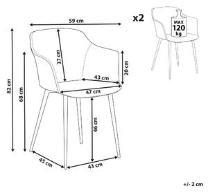 Sada 2 čalouněných jídelních židlí tmavozelené ELIM