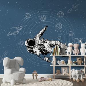 Fototapety Astronaut a planety na modrém pozadí, Fototapety space, w00712v3 : uwalls.cz