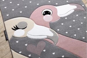 Dětský kusový koberec Petit Flamingos hearts grey 140x190 cm