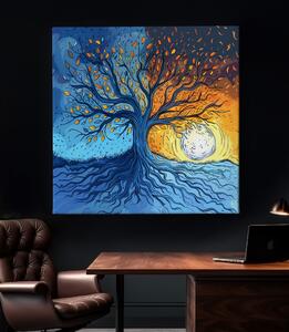 Obraz na plátně - Strom života Den i noc FeelHappy.cz Velikost obrazu: 40 x 40 cm