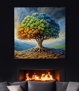 Obraz na plátně - Strom života Bouřka přichází FeelHappy.cz Velikost obrazu: 60 x 60 cm