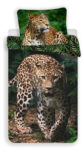Bavlněné dětské povlečení na jednolůžko 140x200 cm Leopard "Green" – Jerry Fabrics