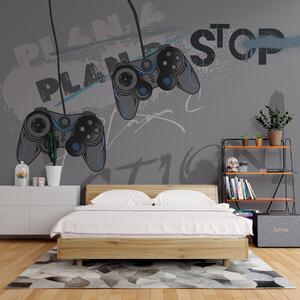 Fototapety Dětská tapeta pro teenagery s joysticky a grafickým, Fototapety teen room, Fototapety pro dospívajícího chlapce, w00829v1 : uwalls.cz