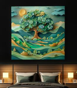 Obraz na plátně - Strom života Papírová krajina FeelHappy.cz Velikost obrazu: 40 x 40 cm