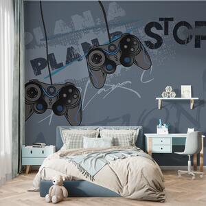 Fototapety Dětská tapeta pro teenagery s joysticky a grafickým, Fototapety teen room, Fototapety pro dospívajícího chlapce, w00829 : uwalls.cz