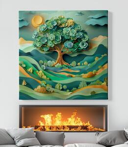 Obraz na plátně - Strom života Papírová krajina FeelHappy.cz Velikost obrazu: 40 x 40 cm