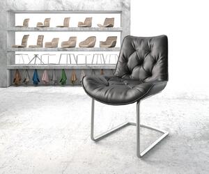 DELIFE Jídelní židle Taimi-Flex černá pravá kůže kulatá konzolová podnož z nerezové oceli