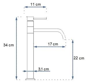 REA-B5002 - Umyvadlová baterie LUGANO 34 cm zlatá