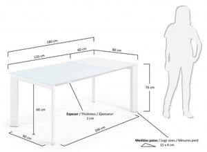 AXIS GLASS WHITE rozkládací jídelní stůl 120 (180) cm