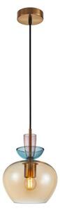 ITALUX PND-31882-1-GD-AMB -Lustr na lanku FANDA 1xE27/40W/230V zlatá/kouř béžová