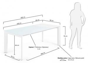 AXIS GLASS WHITE rozkládací jídelní stůl 140 (200) cm