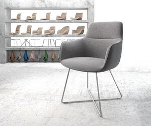 DELIFE Jídelní židle Pejo-Flex světle šedá texturovaná tkanina podnož ve tvaru 