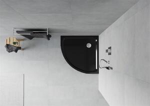 Mexen SLIM - Čtvrtkruhová sprchová vanička 70x70x5cm + chromový sifon, černá, 41707070