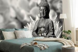 Tapeta Budha v černobílém provedení - 150x100 cm