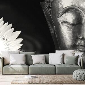 Tapeta božský Budha černobílý - 300x200 cm