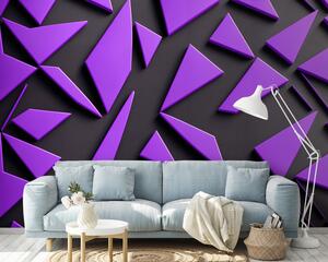 Fototapeta Fialové trojúhelníky na černém povrchu, Geometrické 3D fototapety, Populární fototapety, u94590 - Tapeko.co.cz