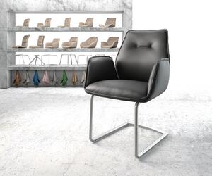 DELIFE Jídelní židle Zoa-Flex černá pravá kůže kulatá konzolová podnož z nerezové oceli