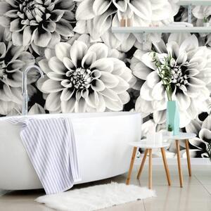 Tapeta nádherné květiny v černobílém - 450x300 cm