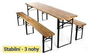 Skládací pivní set 220 x 50 x 25 cm | 3 nohy na lavici