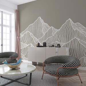 Fototapety Lineární hory bílé barvy na béžovém pozadí, Fototapety 3D, Fototapety 3d geometrické tvary, w01214v2 : uwalls.cz