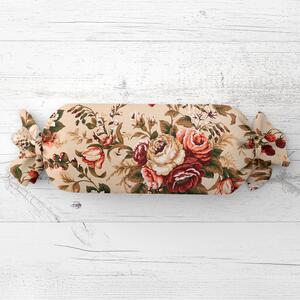 Biante Polštář válec bonbon Sandra SA-607 Červené růže na béžovém 15x40 cm