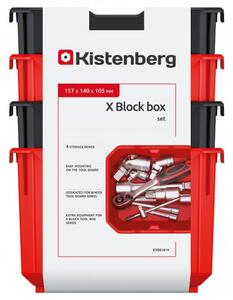 Prosperplast Sada 4 plastových boxů na nářadí X BLOCK BOX 157x140x210 černé/červené KXBS1614-S411/3020-XG