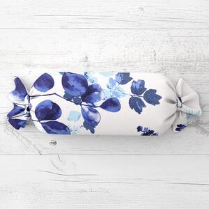 Biante Polštář válec bonbon Sandra SA-605 Modrý eukalyptus na bílém 15x40 cm