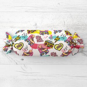 Biante Dětský polštář válec bonbon Sandra SA-604 Růžový retro styl 15x40 cm