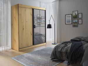 Šatní skříň OSLIN II 180 cm dub artisan + černá