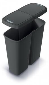Prosperplast Odpadkový koš COMPACTA Q DUO recyklovaný černý s černým víkem, objem 50l NDAB50-S411*-XG