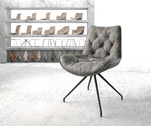 DELIFE Otočná židle Taimi-Flex šedý vintage křížová podnož zaoblená otočná černá
