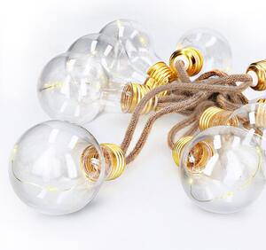 Solight LED dekorativní žárovky na přírodním provazu, 10x žárovka, 30LED, 180cm, časovač 3x AA