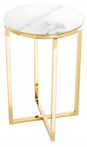 Odkládací stolek ELEGANCE GOLD 40 CM bílý mramorový vzhled Nábytek | Doplňkový nábytek | Odkládací stolky