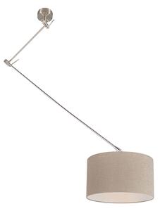 Závěsná lampa ocelová se stínidlem 35 cm nastavitelná taupe - Blitz I