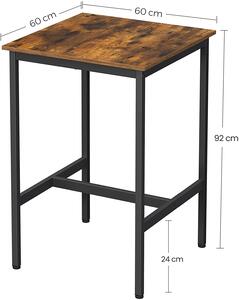 VASAGLE Barový stolek hnědý 60 x 92 x 60 cm