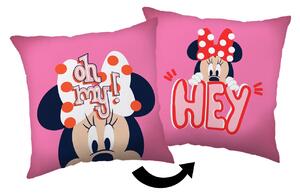 Licenční polštářek s obrázkem Minnie "Hey". Motiv z obou stran. Rozměr polštářku je 40x40 cm
