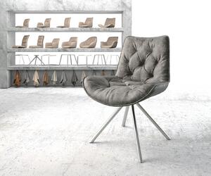 DELIFE Otočná židle Taimi-Flex šedý vintage křížová podnož kulatá otočná z nerezové oceli