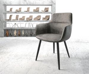 DELIFE Jídelní židle Pejo-Flex šedá vintage zaoblená podnož černá