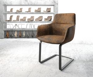 DELIFE Jídelní židle Pejo-Flex hnědá vintage konzolová podnož plochá černá