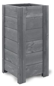 Vingo Vysoký zahradní dřevěný truhlík čtvercový - šedý, 39 x39 x 79 cm