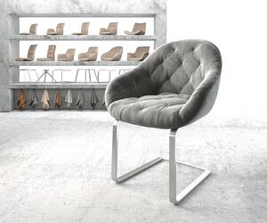 DELIFE Jídelní židle Gaio-Flex šedý samet konzolová podnož plochá nerezová ocel