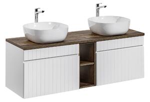 Comad Koupelnová skříňka s deskovými umyvadly set Iconic White 140 bílá/dub sante fe vintage