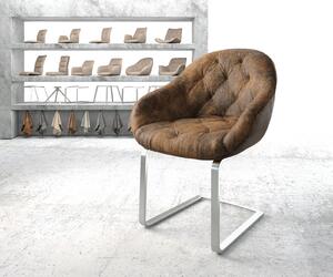 DELIFE Jídelní židle Gaio-Flex hnědá vintage konzolová podnož z nerezové oceli