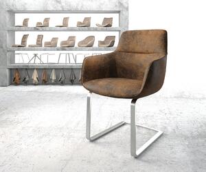 DELIFE Jídelní židle Pejo-Flex hnědá vintage konzolová podnož z nerezové oceli